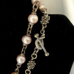 Michael Dawkins Pink Pearl & Sterling Necklace, 36”,, VINTAGE Dawkins
